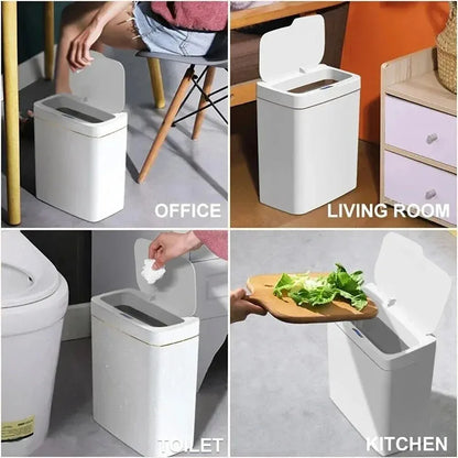 15L Smart Automatic Sensor Trash Bin - Touchless Waste Basket for Kitchen & Bathroom