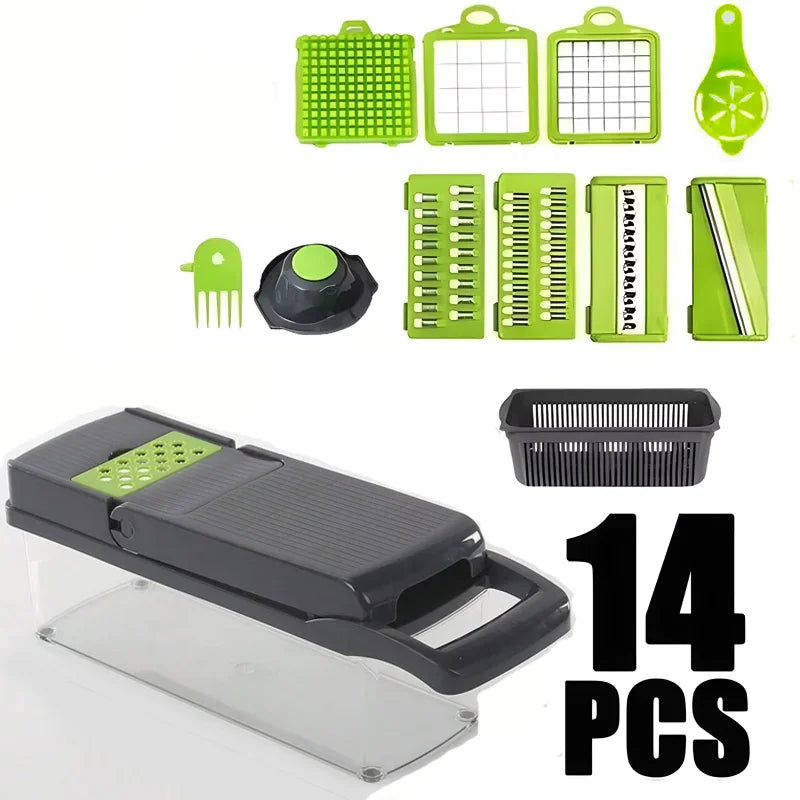 16-Piece Multifunctional Vegetable Cutter Set - Manual Slicer, Shredder & Grater