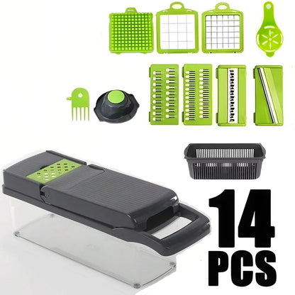 16-Piece Multifunctional Vegetable Cutter Set - Manual Slicer, Shredder & Grater