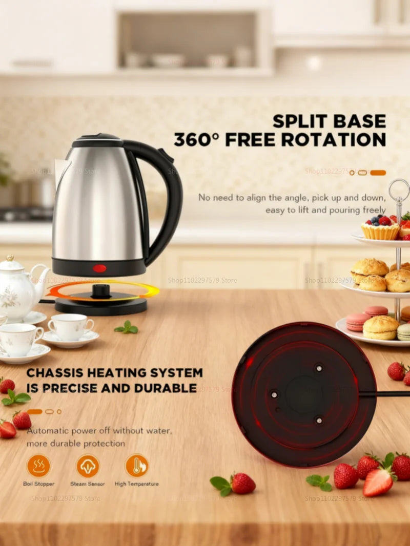 1.8L Stainless Steel Electric Kettle - 1500W Fast Boiling Water Kettle