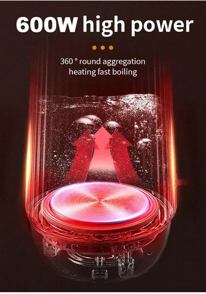 500ML Portable Travel Electric Kettle - Compact Water Boiler for Tea & Coffee