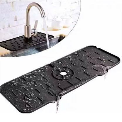 Silicone Faucet Mat - Absorbent Sink Splash Guard & Drain Pad