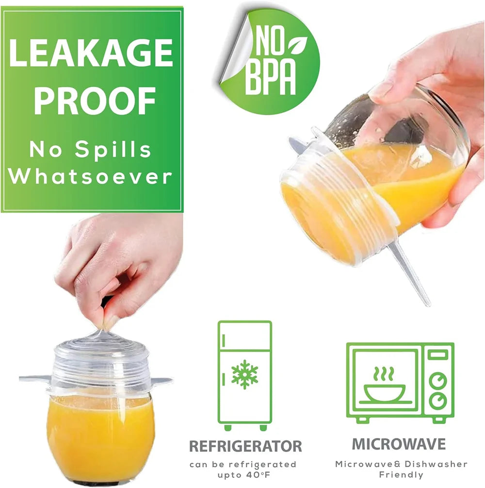 6-Piece Silicone Stretch Lids Set - Reusable Airtight Food Storage Covers