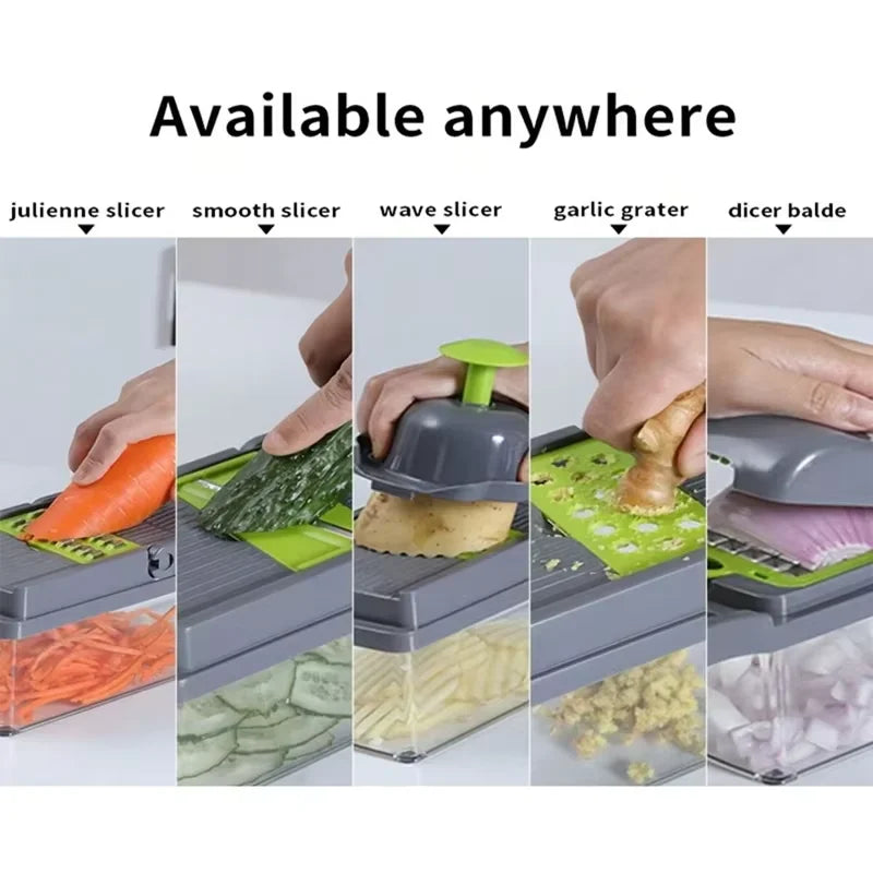 16-Piece Multifunctional Vegetable Cutter Set - Manual Slicer, Shredder & Grater