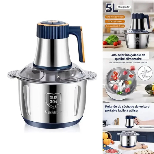5L Electric Meat Grinder - Multi-Function Food Processor & Vegetable Chopper
