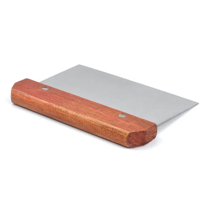 Stainless Steel Dough Scraper with Wooden Handle - Professional Pastry Cutter with Scale