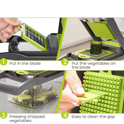 16-Piece Multifunctional Vegetable Cutter Set - Manual Slicer, Shredder & Grater