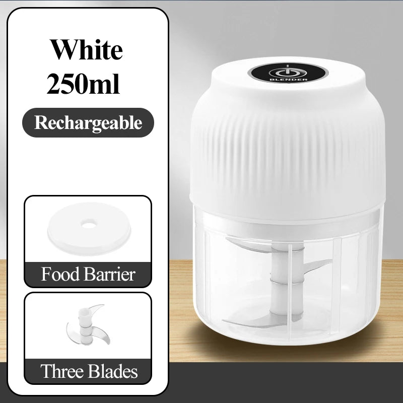 250ml Mini Electric Garlic Chopper - USB Rechargeable Wireless Food Processor