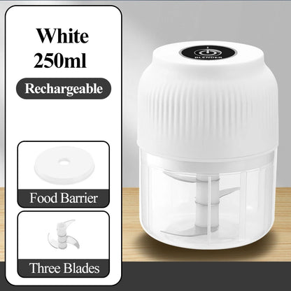 250ml Mini Electric Garlic Chopper - USB Rechargeable Wireless Food Processor