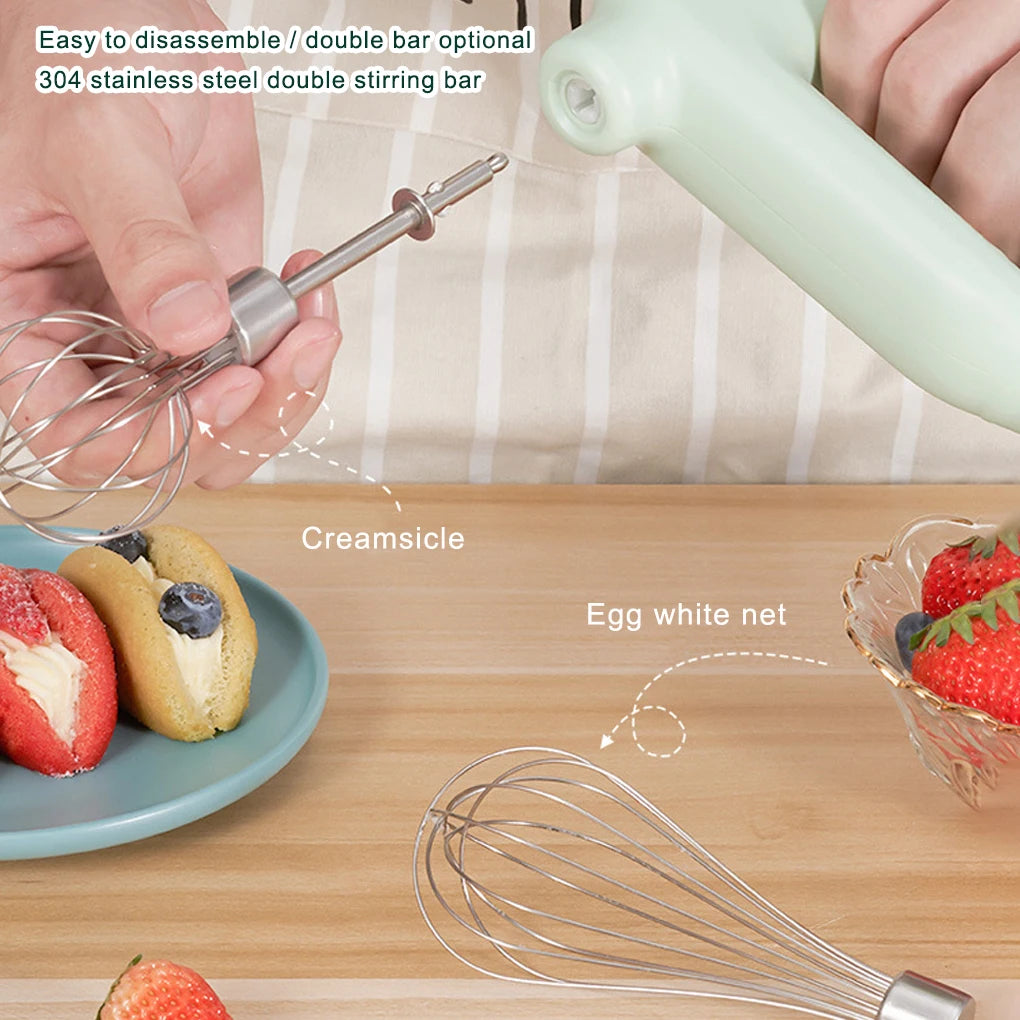 Egg Beater Electric Mixer Kitchen Gadget Quick Charging Battery-operating Convenience USB Charge Adjustable 4 Gears Pink