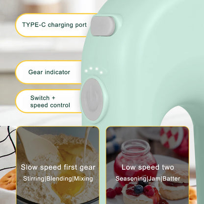 Egg Beater Electric Mixer Kitchen Gadget Quick Charging Battery-operating Convenience USB Charge Adjustable 4 Gears Pink